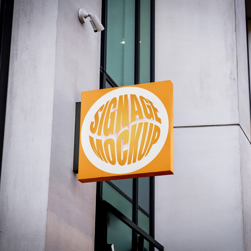 Free Hanging Square Signage Mockup PSD 1 Free Hanging Square Signage Mockup PSD