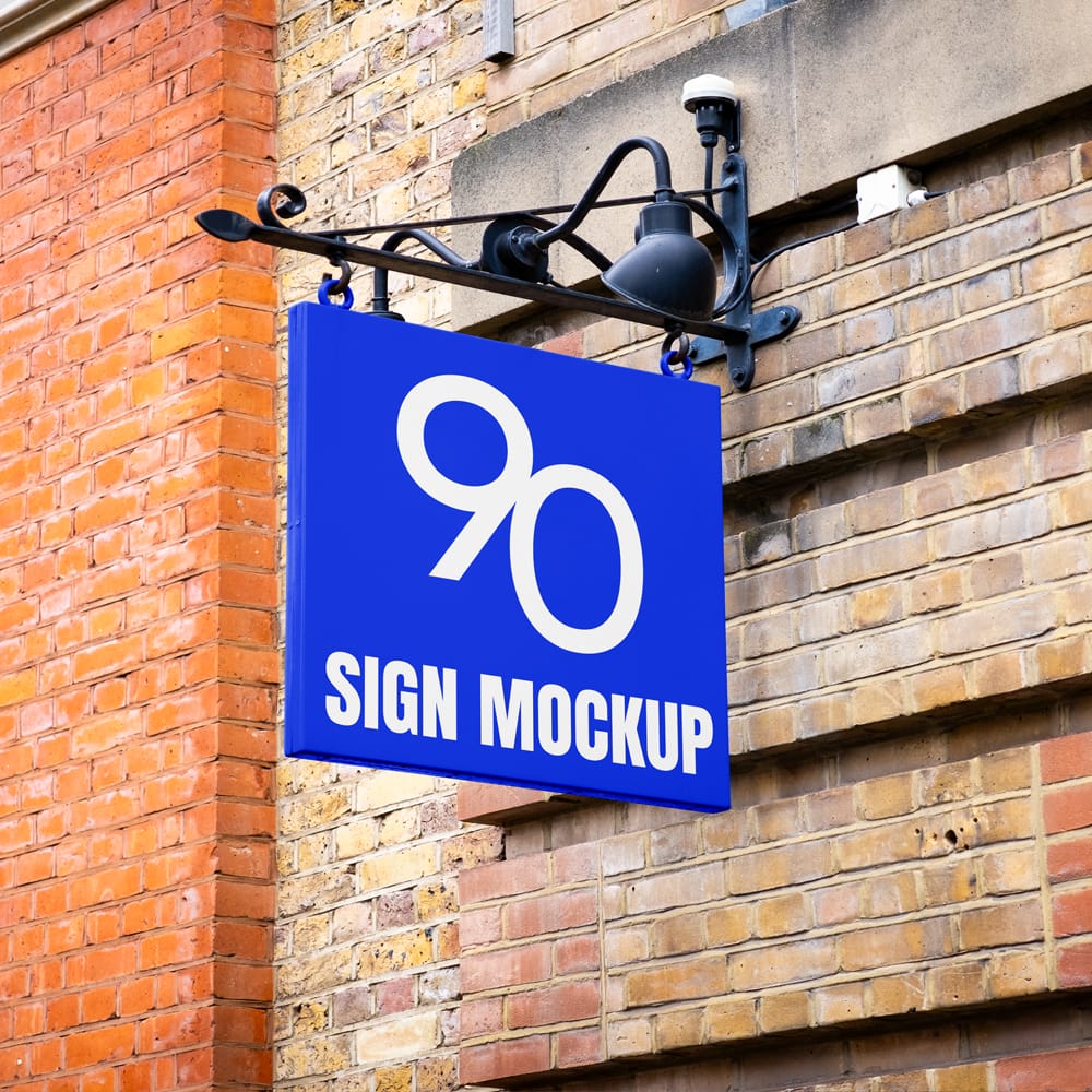 Free Square Sign on Brick Wall Mockup PSD 1 Free Square Sign on Brick Wall Mockup PSD