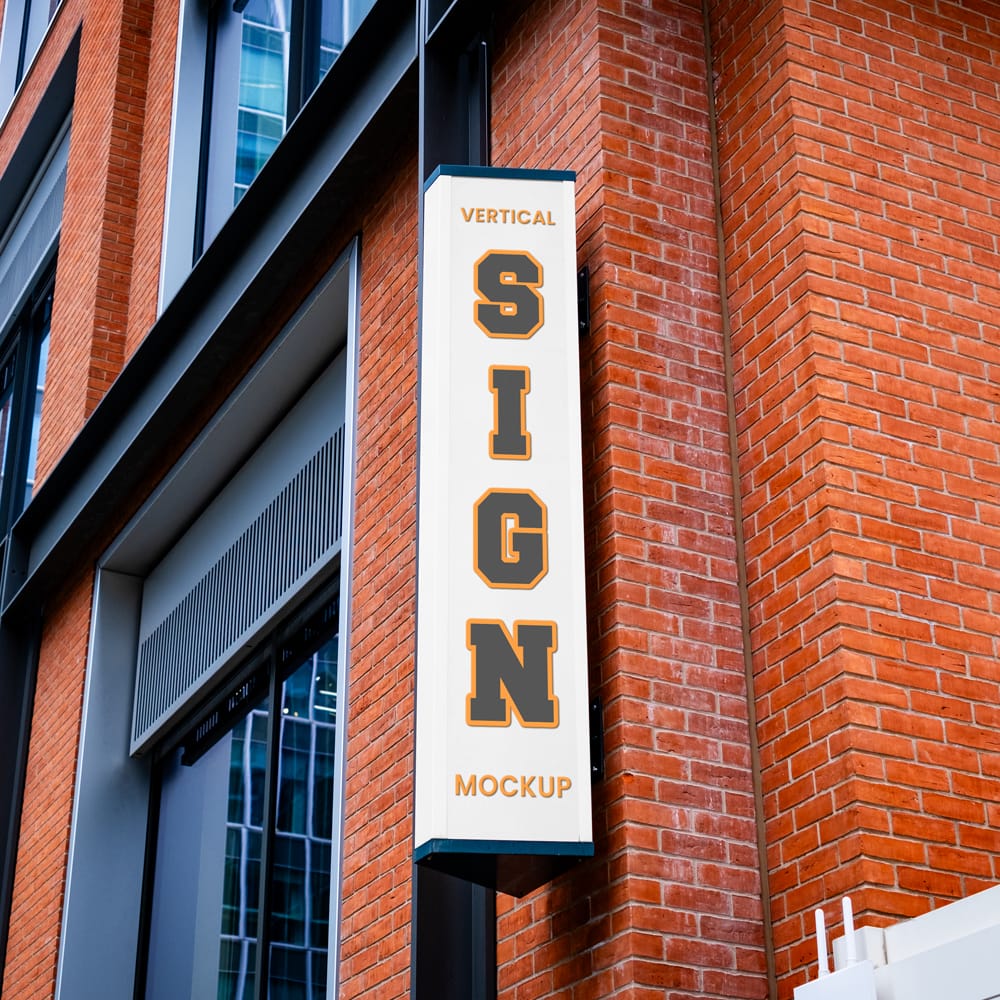 Free Vertical Signage Mockup PSD 1 Free Vertical Signage Mockup PSD