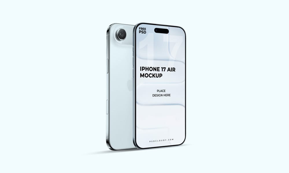 The Best Free iPhone 17 Mockups 14 Free iPhone 17 Air Mockup PSD