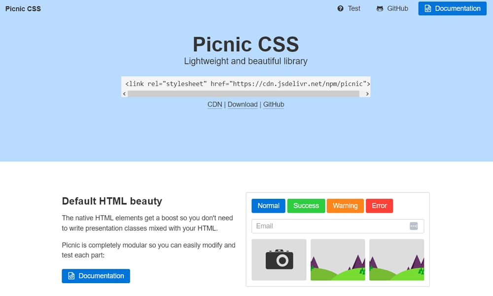 20 Best Lightweight CSS Frameworks for Fast Loading Websites in 2025 11 Picnic CSS