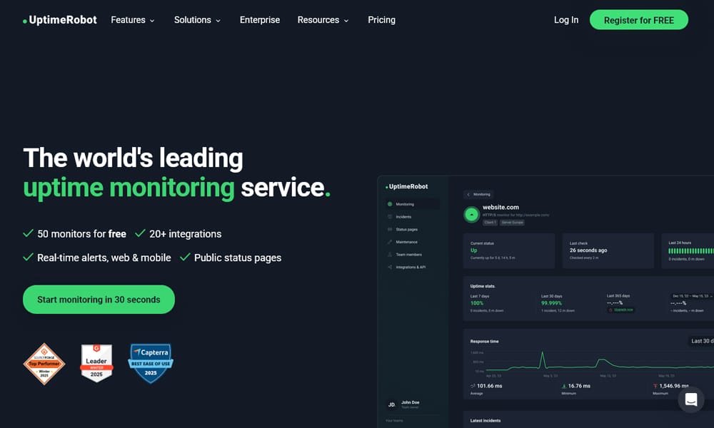 Best Frontend Performance Monitoring Tools 2025: Your Complete Guide to Speed, Errors & User Experience 22 UptimeRobot