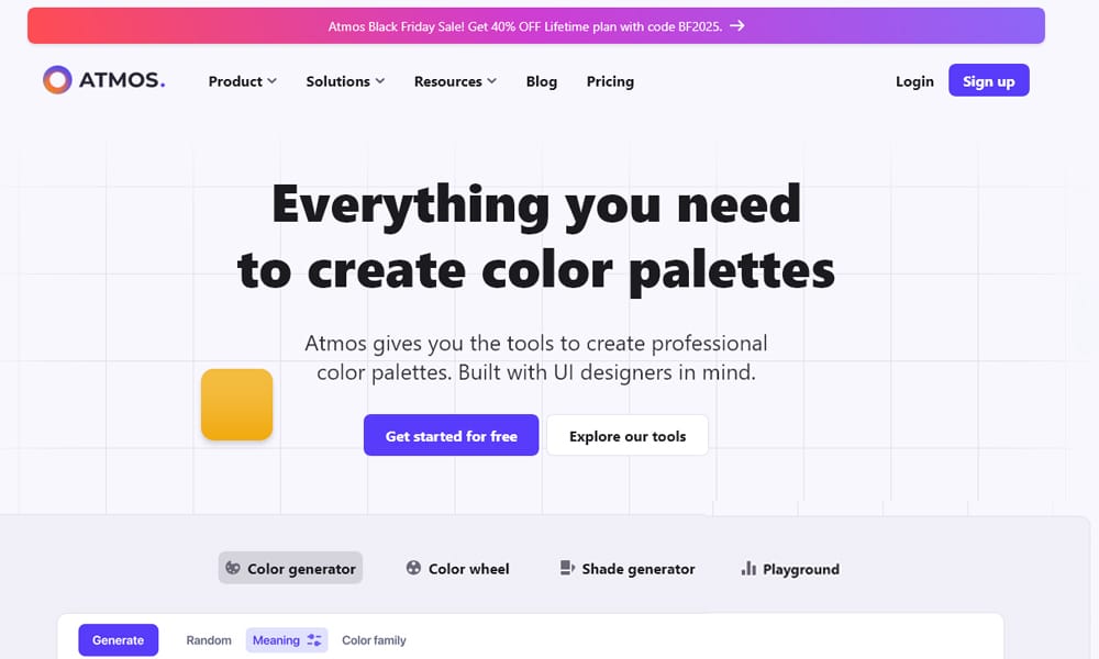 29 Best Color Palette Generator Tools for Designers (2025 Guide) 9 Atmos application interface for creating accessible UI color scales and shades