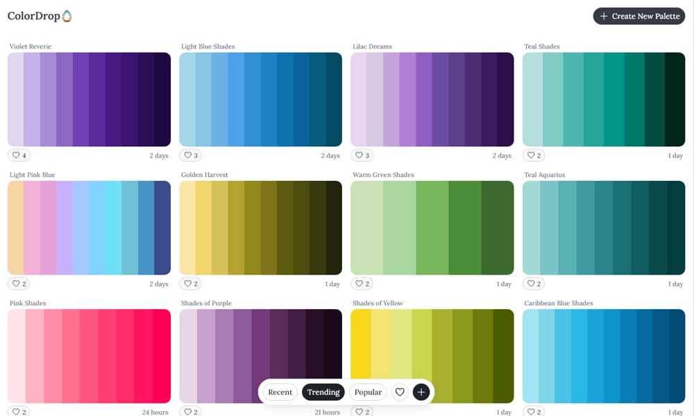 29 Best Color Palette Generator Tools for Designers (2025 Guide) 18 ColorDrop library displaying clean flat design color combinations