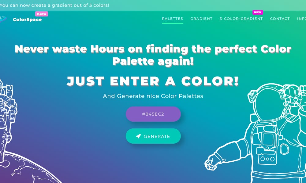 29 Best Color Palette Generator Tools for Designers (2025 Guide) 10 ColorSpace generating various CSS gradient styles from a single hex code input