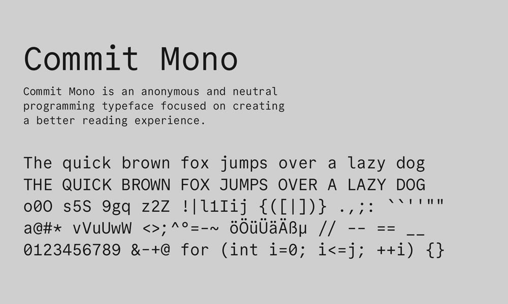65+ Best Free Monospace Fonts for Coding & Design (2024-2025) 3 Commit Mono