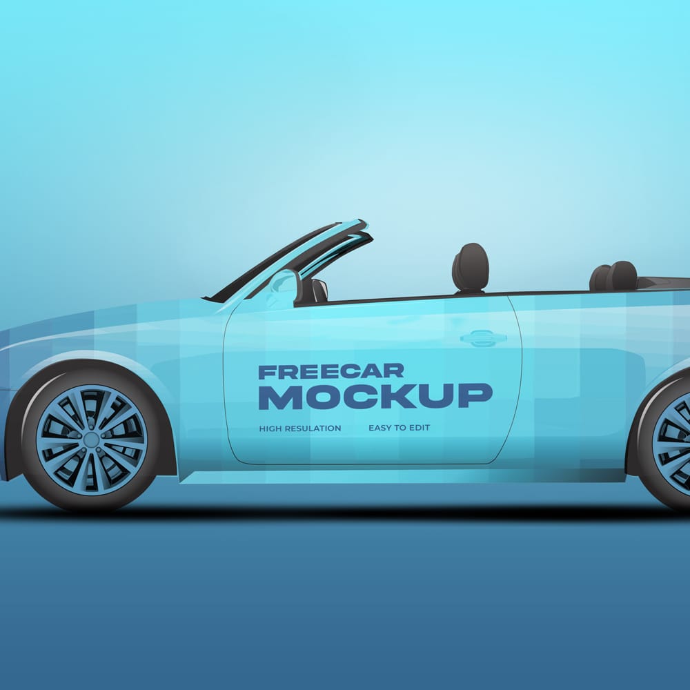 Free Hatchback Car Side View Mockup PSD 1 Free Hatchback Car Side View Mockup PSD