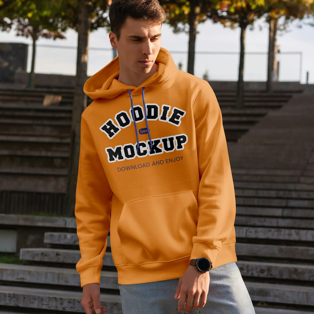 Free Hoodie on Man Mockup PSD 1 Free Hoodie on Man Mockup PSD