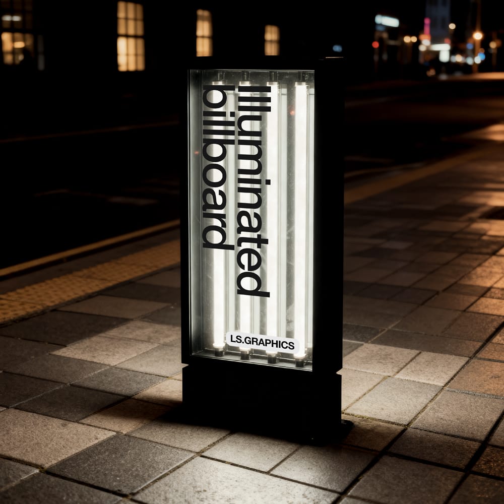 Free Illuminated Street Pylon Mockup PSD 1 Free Illuminated Street Pylon Mockup PSD