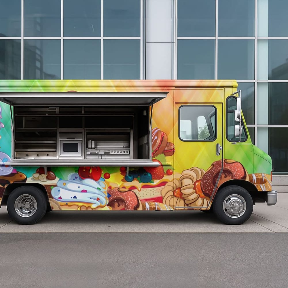 Free Street Food Van Mockup with Open Window PSD 1 Free Street Food Van Mockup with Open Window PSD
