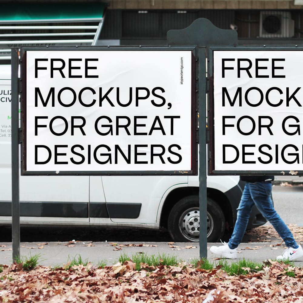 Free Twin Billboards Mockup in Urban Context PSD 1 Free Twin Billboards Mockup in Urban Context PSD