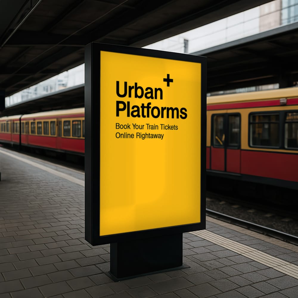 Free Urban Train Station Digital Signage Mockup PSD 1 Free Urban Train Station Digital Signage Mockup PSD