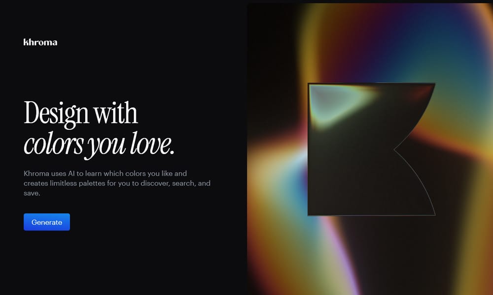 29 Best Color Palette Generator Tools for Designers (2025 Guide) 2 Khroma AI dashboard displaying personalized infinite scroll of color pairs