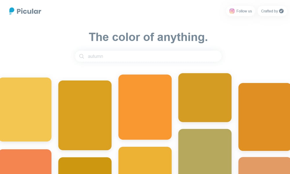 29 Best Color Palette Generator Tools for Designers (2025 Guide) 24 Picular search interface showing primary colors for the search term 'coffee'