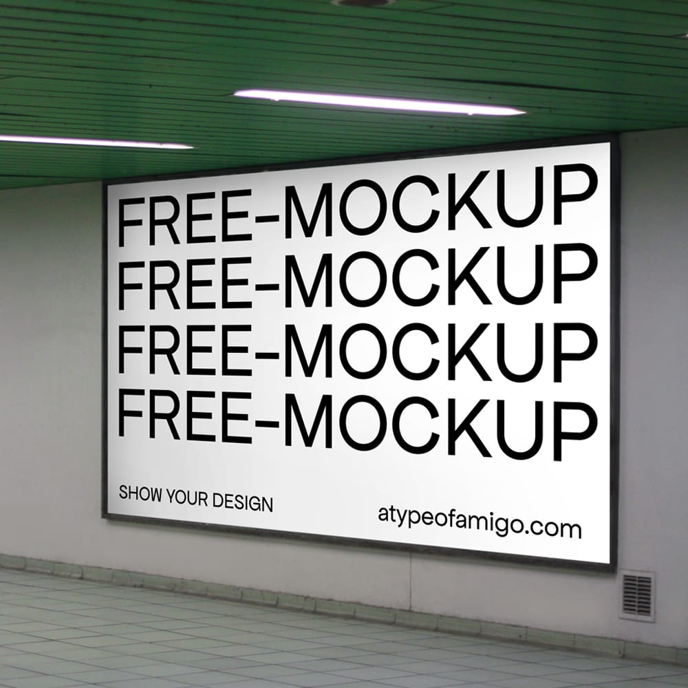Free Large Horizontal Billboard Mockup with Perspective PSD 1 Free Large Horizontal Billboard Mockup with Perspective PSD