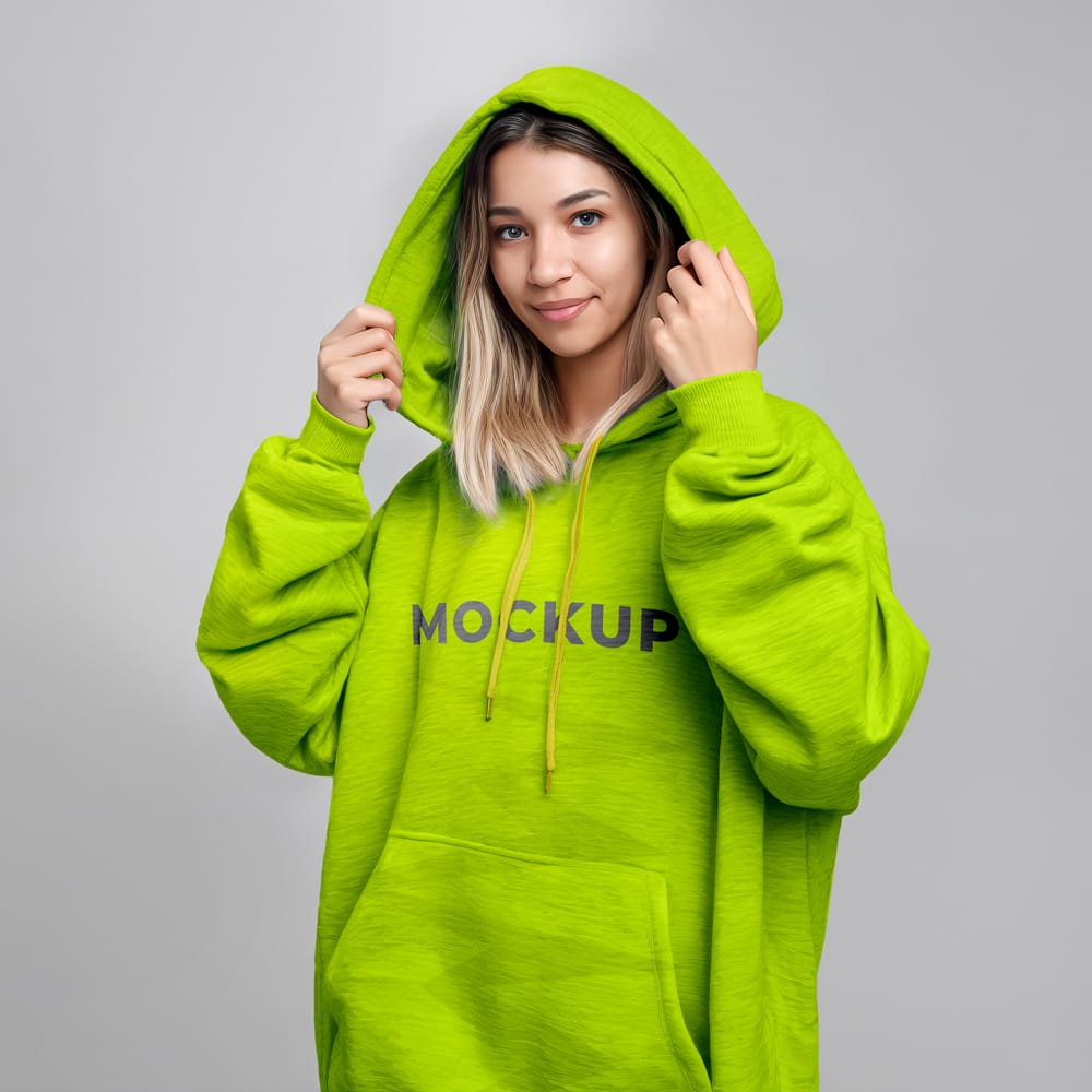 Free Oversized Lime Green Hoodie Mockup PSD 1 Free Oversized Lime Green Hoodie Mockup PSD