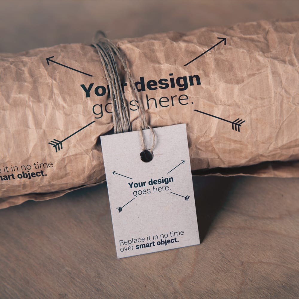 Free T-Shirt Packaging Mockup with Twine and Hang Tag PSD 1 Free T-Shirt Packaging Mockup with Twine and Hang Tag PSD