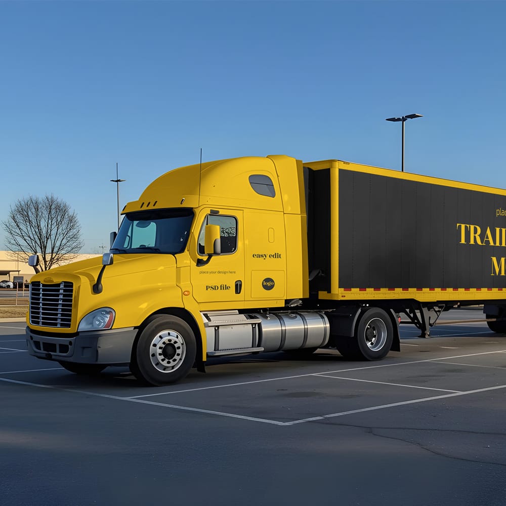 Free Trailer Truck Mockup PSD 1 Free Trailer Truck Mockup PSD