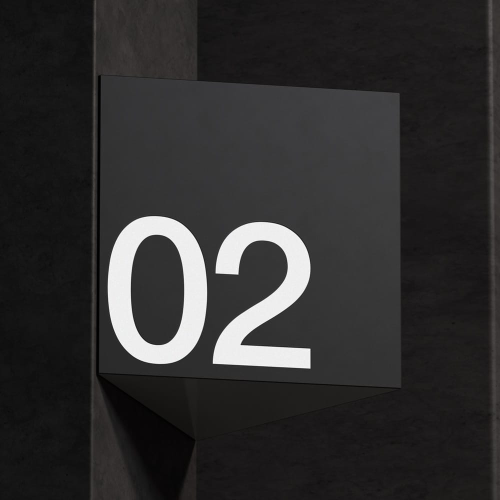 Free Square Corner Mounted Signage Mockup PSD 1 Free Square Corner Mounted Signage Mockup PSD