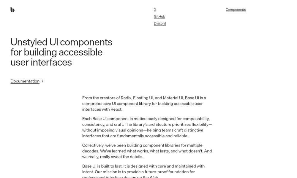 Best UI Libraries for React Server Components in 2026 21 Base UI showing unstyled accessible primitives from MUI team