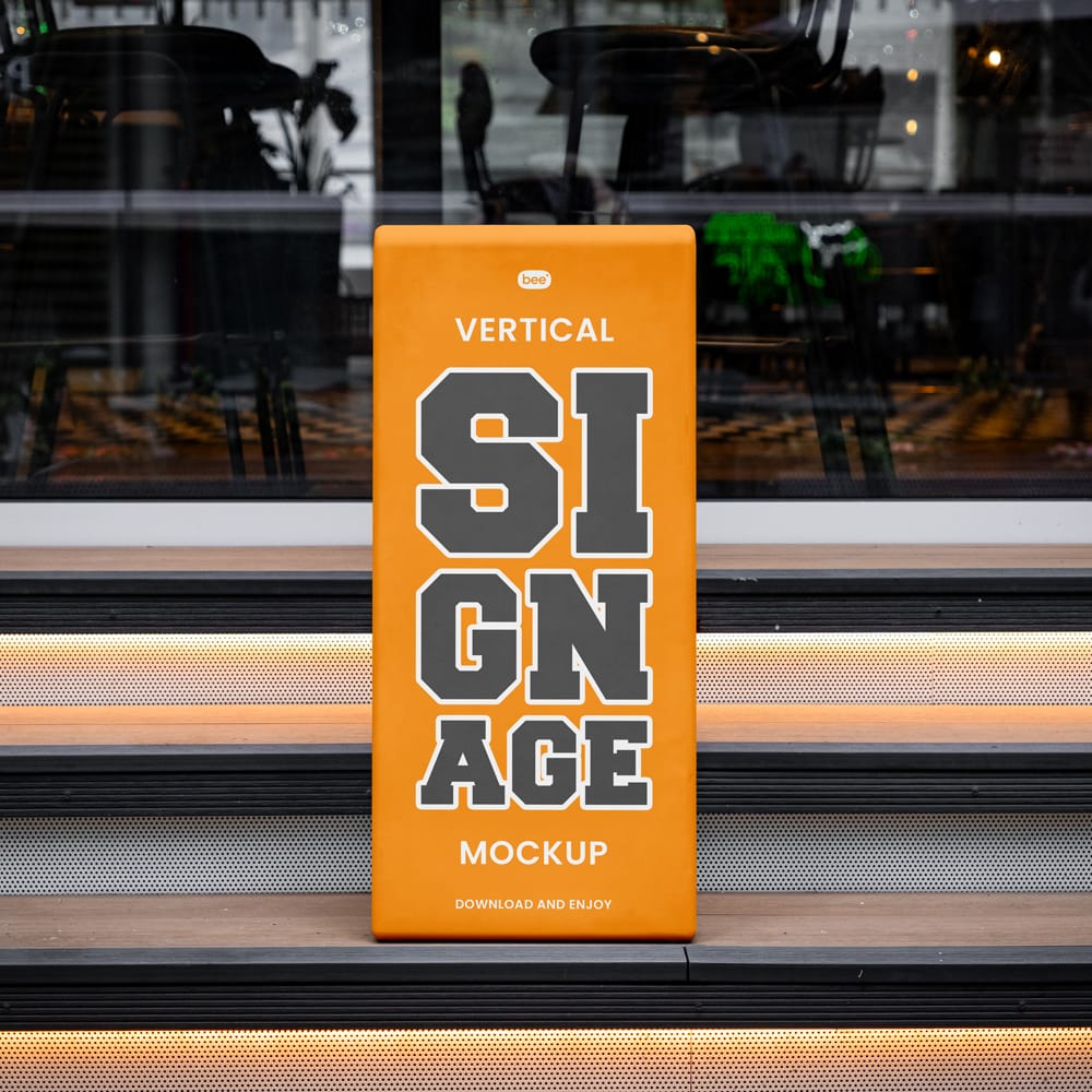 Free Signage on Stairs Mockup PSD 1 Free Signage on Stairs Mockup PSD