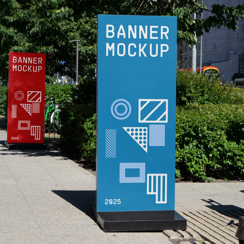 Free Two Vertical Banner Mockups PSD 1 Free Two Vertical Banner Mockups PSD