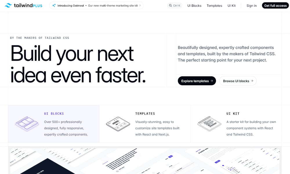 Best UI Libraries for React Server Components in 2026 4 Tailwind UI showing pre-built marketing and application section templates