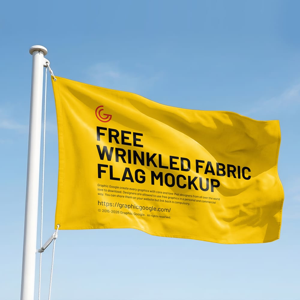 Free High-Resolution Wrinkled Fabric Flag Mockup PSD 1 Free High-Resolution Wrinkled Fabric Flag Mockup PSD