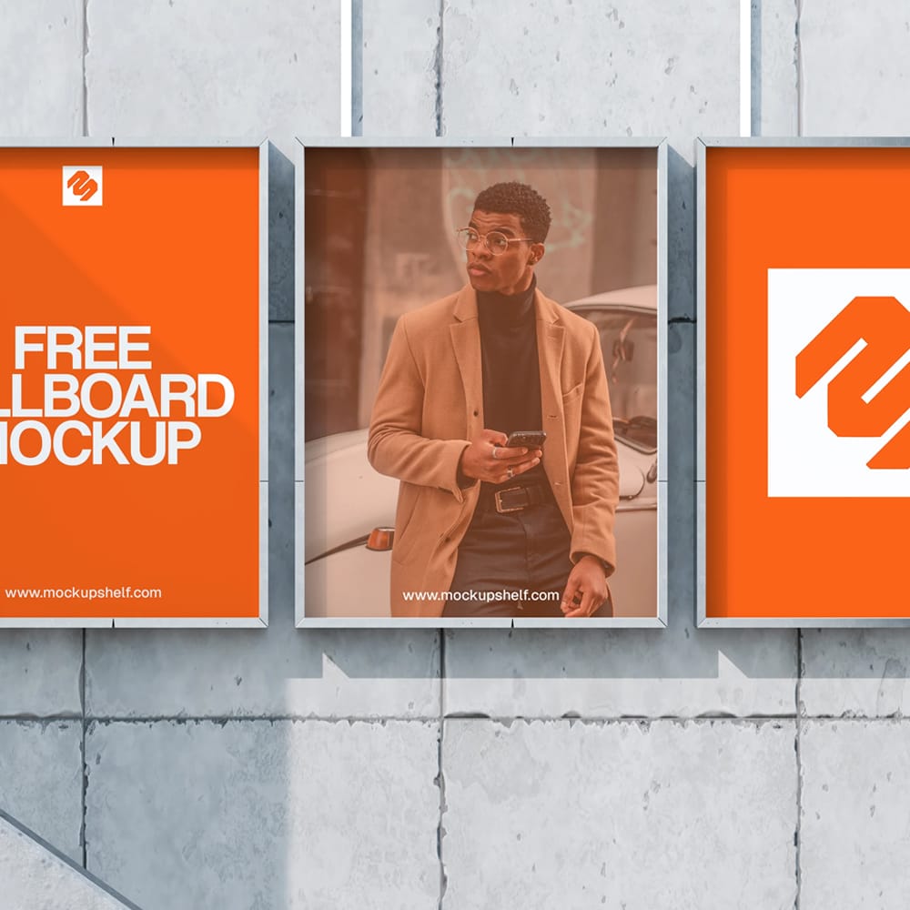Free Triple Outdoor Billboard Mockup on Concrete Wall PSD 1 Free Triple Outdoor Billboard Mockup on Concrete Wall PSD