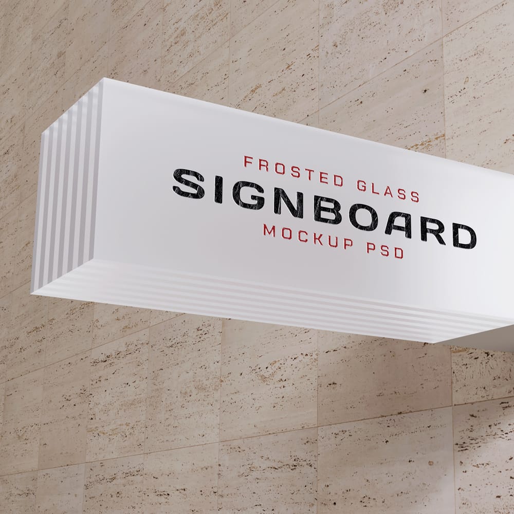 Free Frosted Glass Signboard Mockup PSD 1 Free Frosted Glass Signboard Mockup PSD