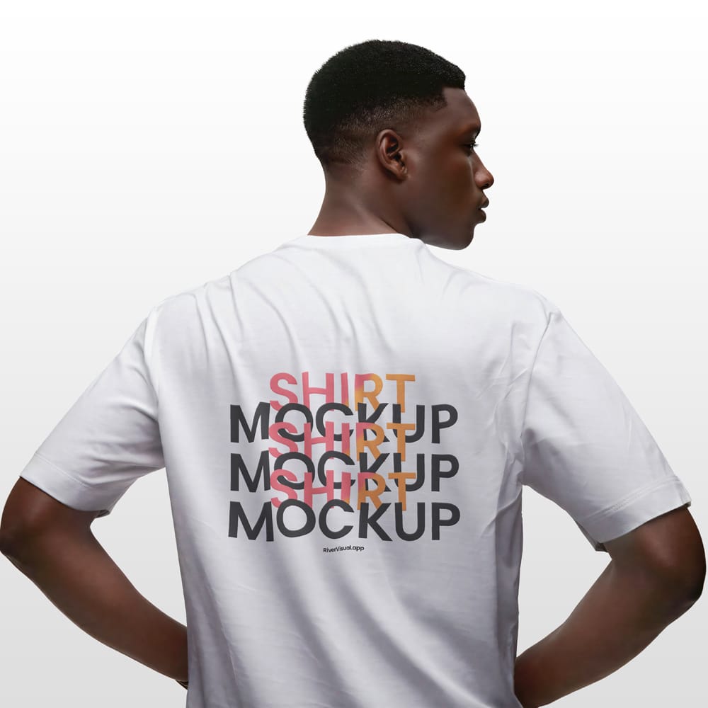 Free Men’s White T-Shirt Back View Mockup PSD 1 Free Men’s White T-Shirt Back View Mockup PSD