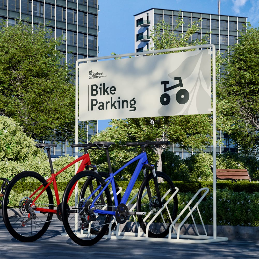 Free Bike Parking Sign Mockup PSD 1 Free Bike Parking Sign Mockup PSD