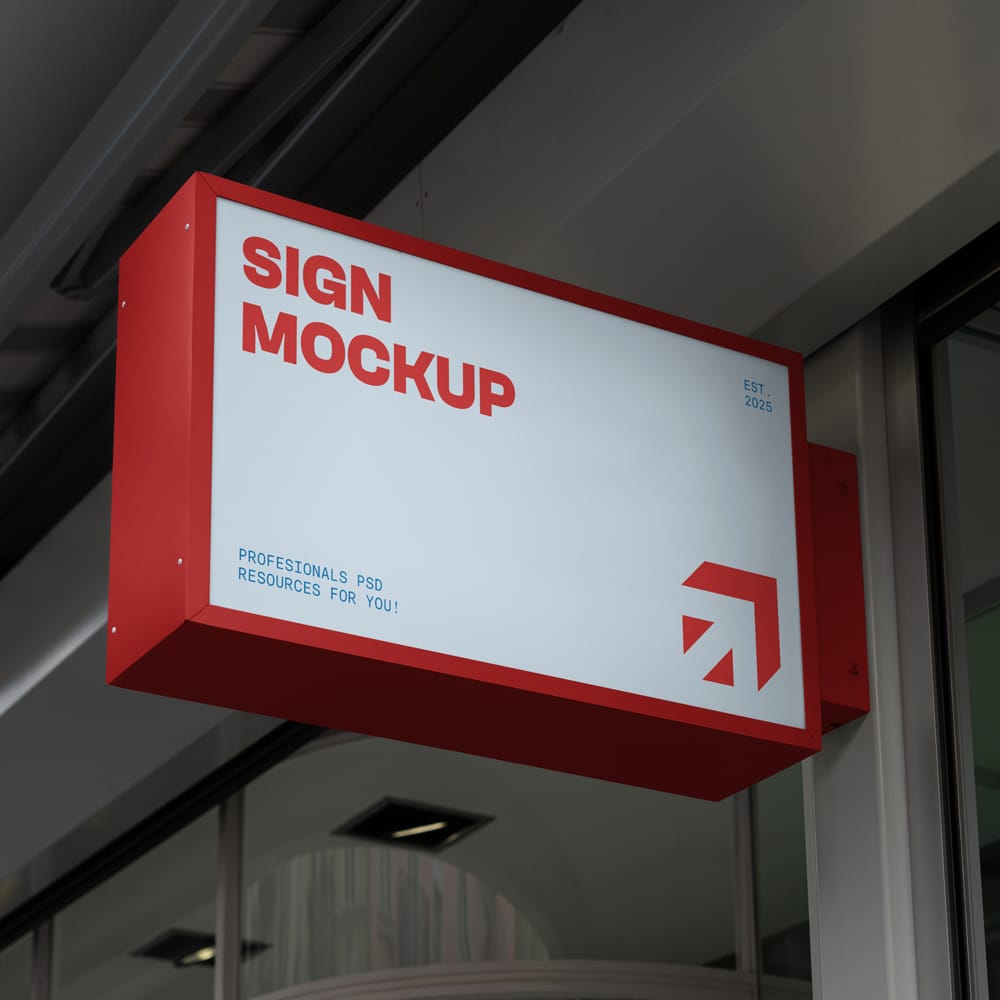 Free Sign attached to Elevation Mockup PSD 1 Free Sign attached to Elevation Mockup PSD