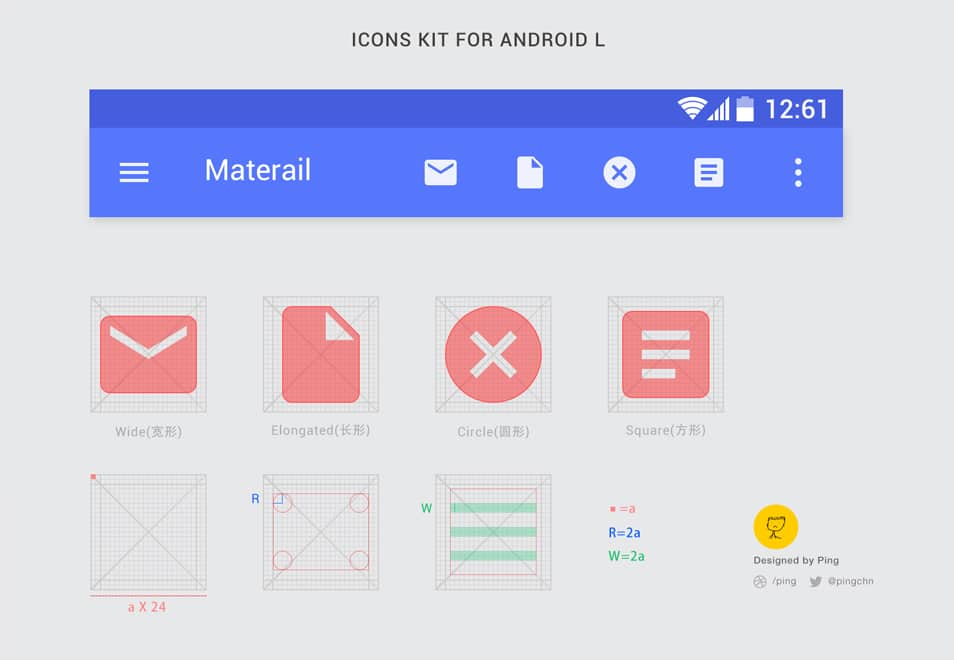 Android L icon Grid PSD