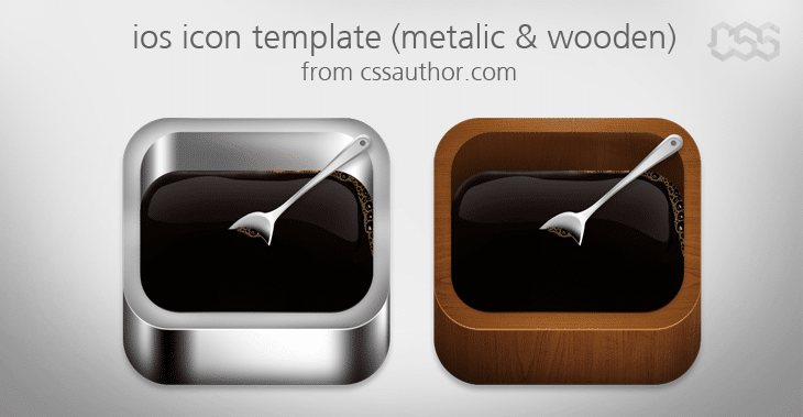 Beautiful ios Apple Icon Template Metalic and Wooden - cssauthor.com