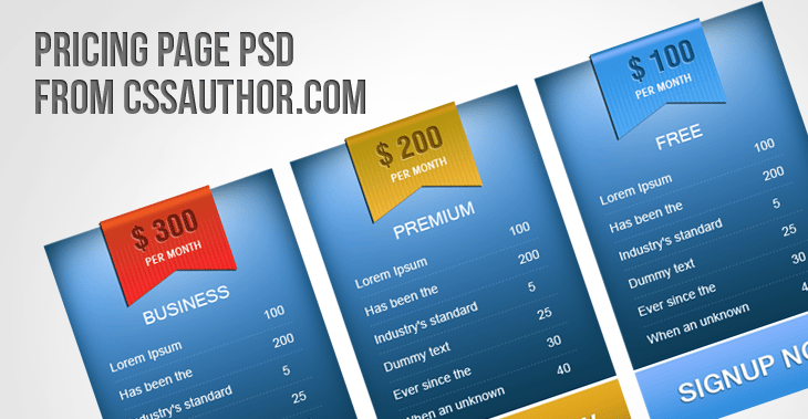 Creative Pricing Page Design for free download - cssauthor.com
