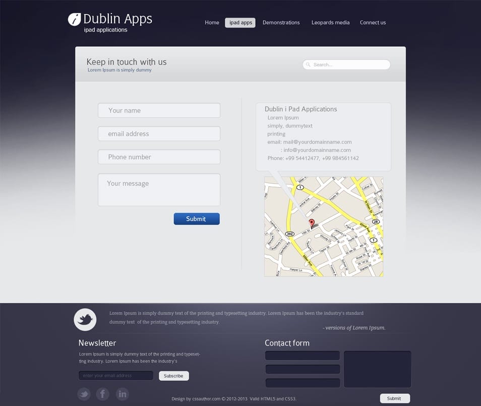Dublin iPad Apps - Contact Page