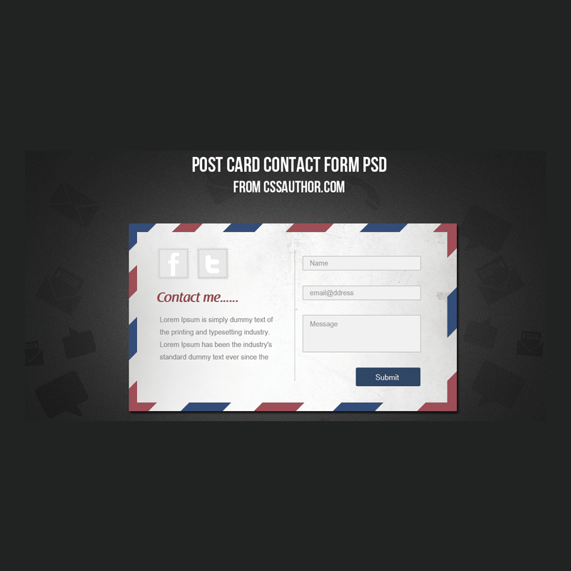 Free Download Postcard Contact Form PSD