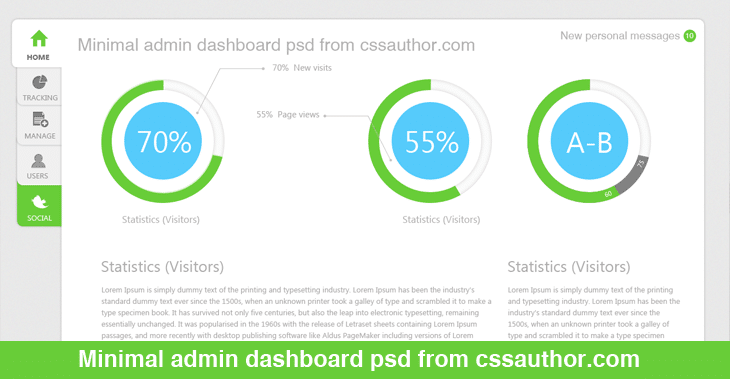 Minimal Admin Dashboard PSD - cssauthor.com