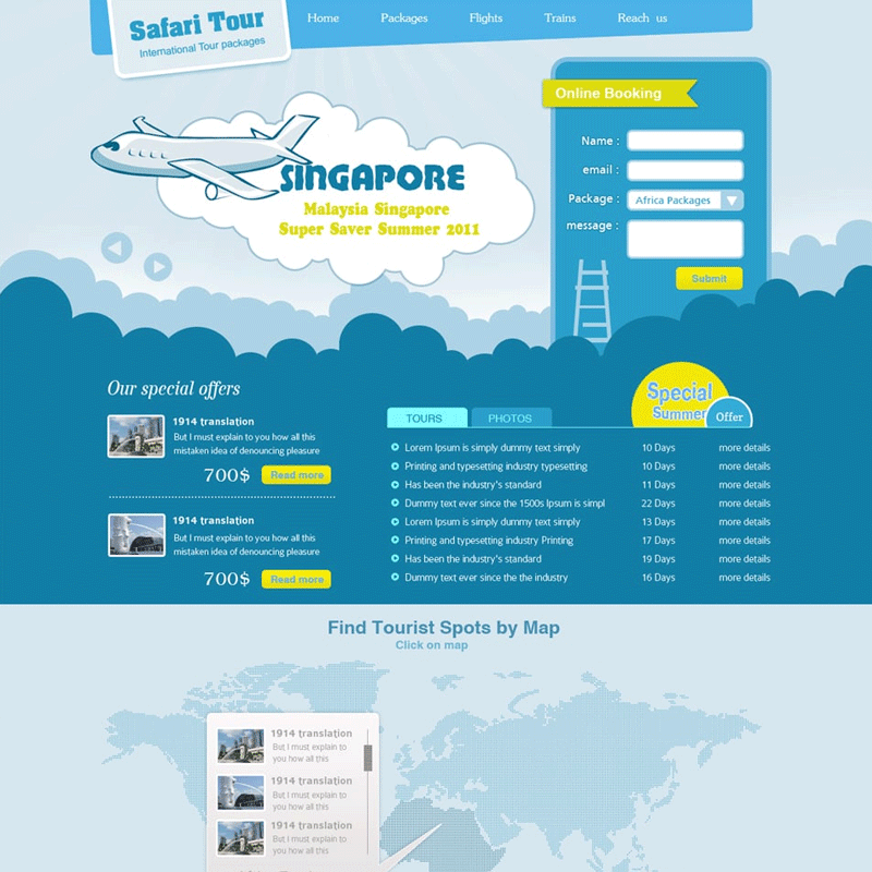 Premium Travel Web design Template PSD for free