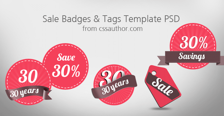 Sale Badges and Tags Template PSD - cssauthor.com