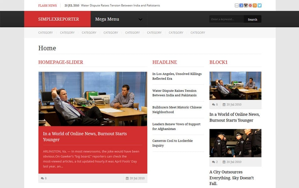 Simplex Reporter Responsive Magazine Blogger Template