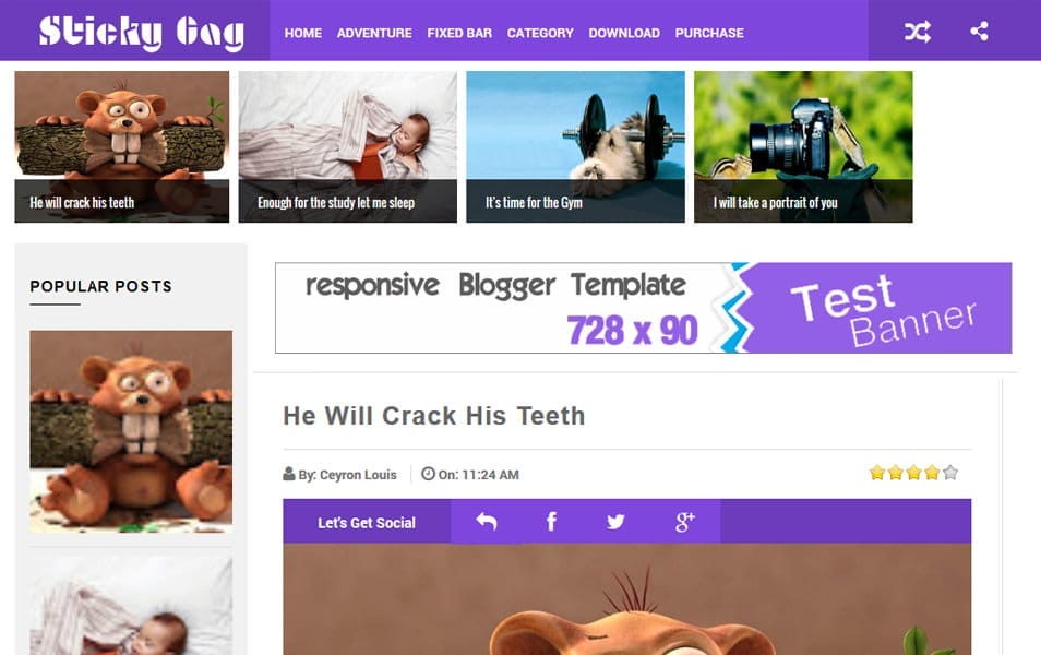 StickyGag Responsive Magazine Blogger Template