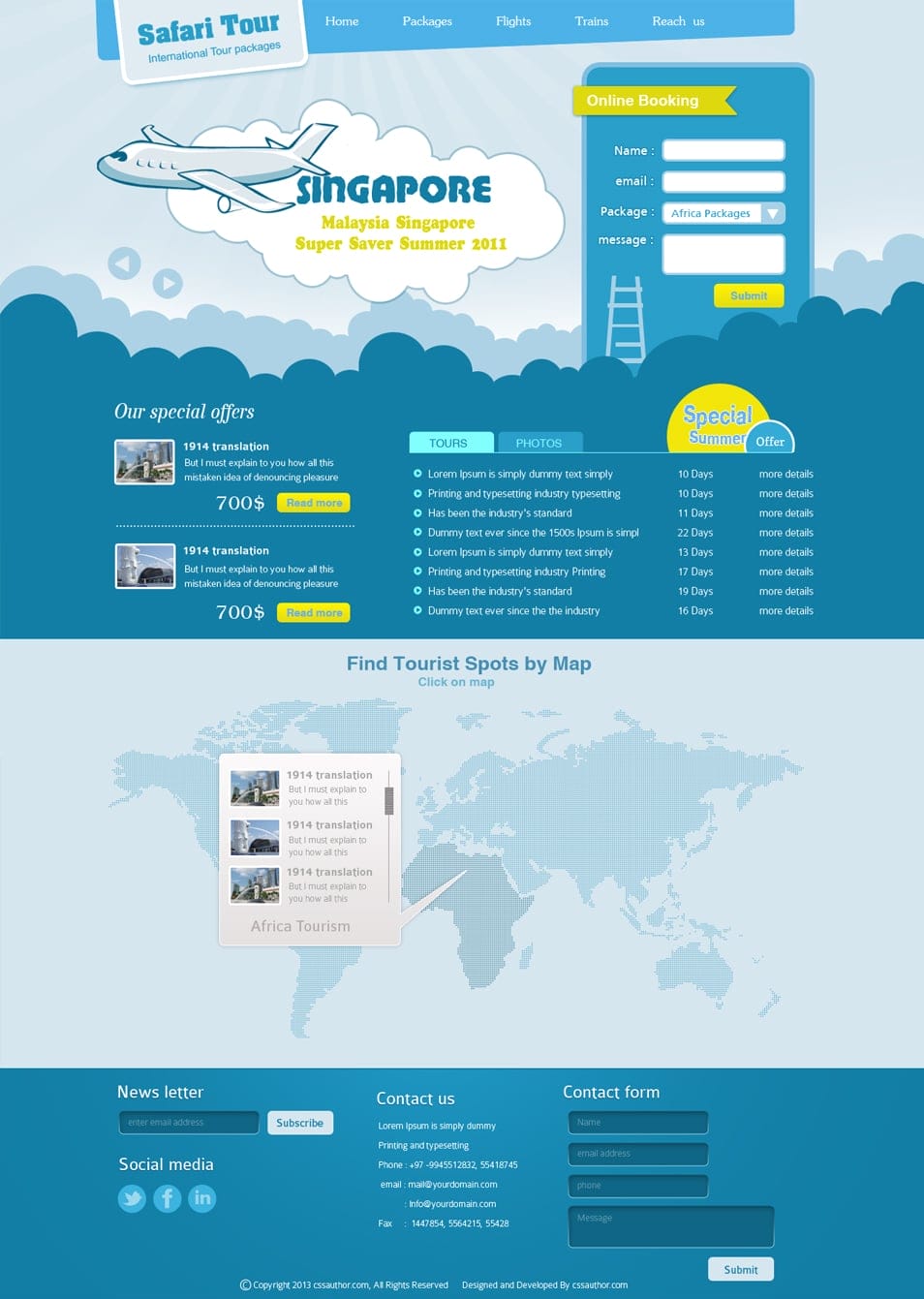 Travel Web design Template PSD