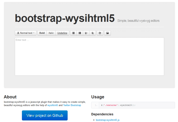 WYSIWYG Editor for bootstrap