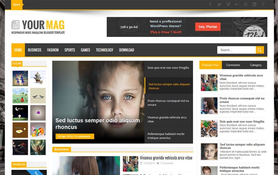 YourMag Responsive Blogger Template