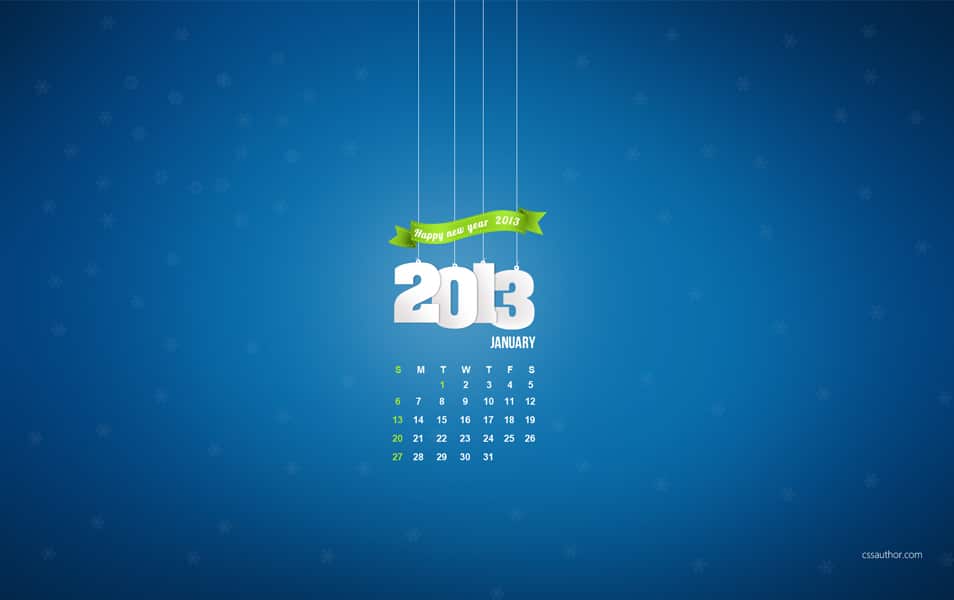 2013 January Calendar Wallpaper