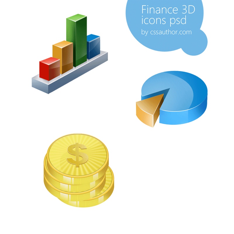 Awesome Finance 3D Icon Set PSD for Free Download