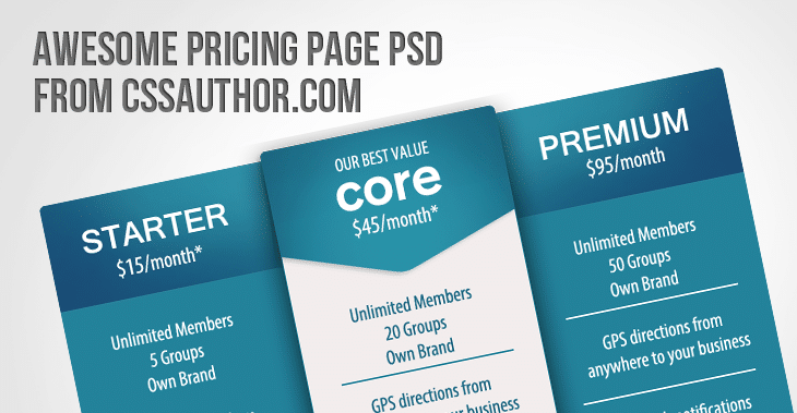 Awesome Pricing Page PSD for Free Download - cssauthor.com