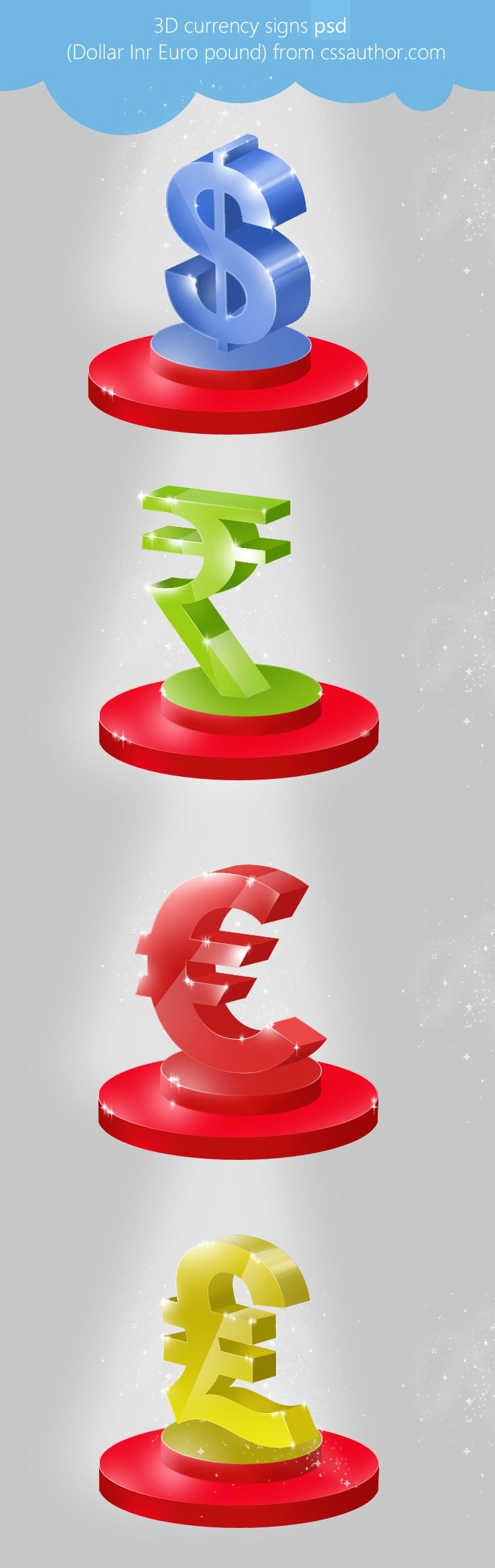 Beautiful 3D Currency Signs PSD for Free Download - cssauthor.com